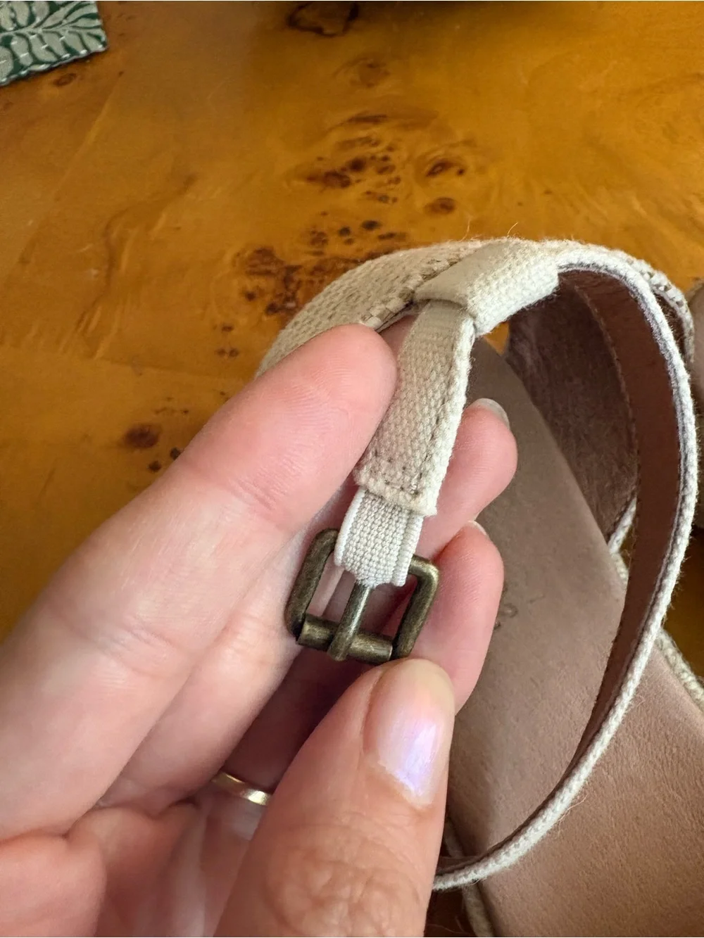 Madewell Cream Canvas Espadrille Ankle-Strap Flats